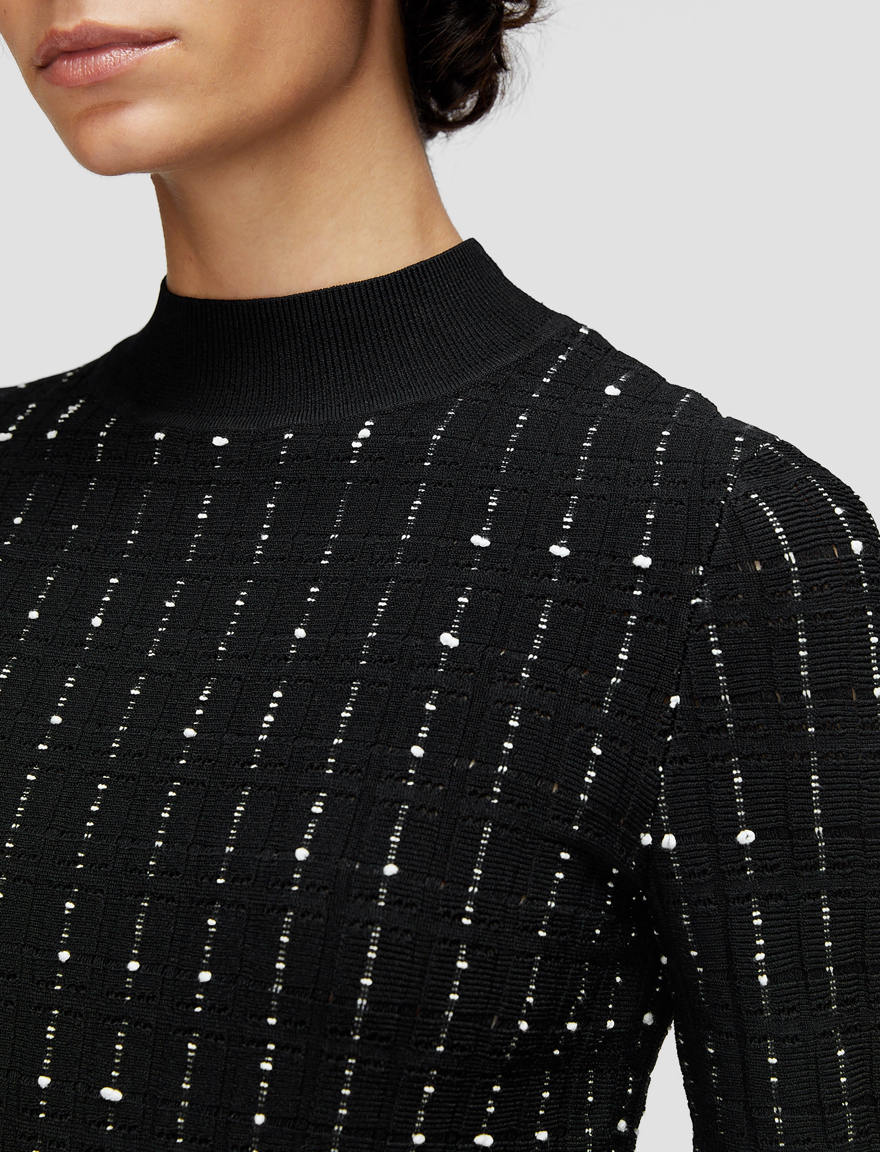 Fragmented Stripes Mock Neck Top