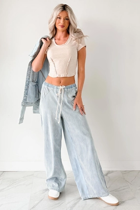 Franklin Striped Drawstring Wide Leg Jeans (Denim) Franklin Striped Drawstring Wide Leg Jeans (Denim)