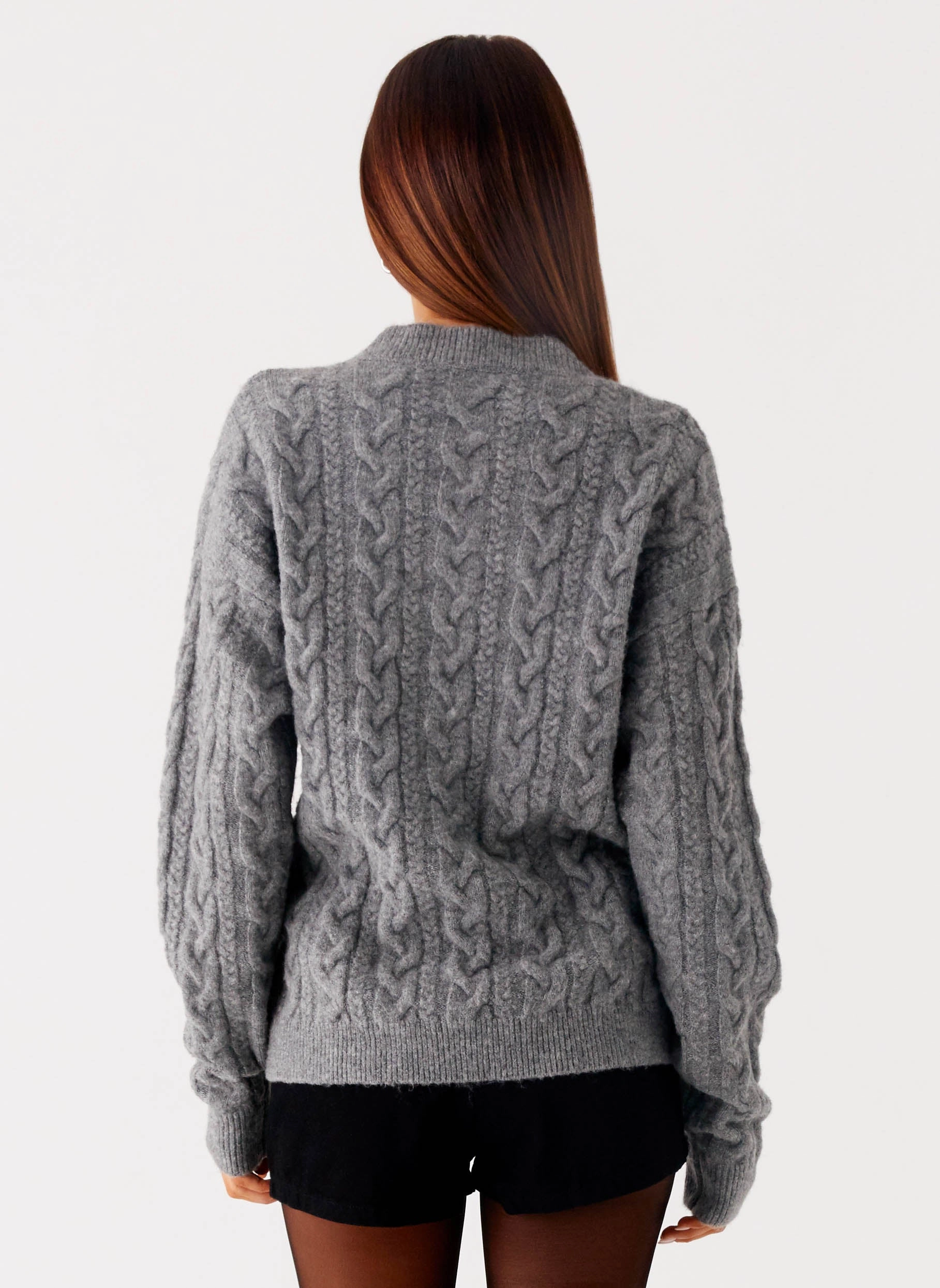 Frawley Cable Knit Cardigan - Grey