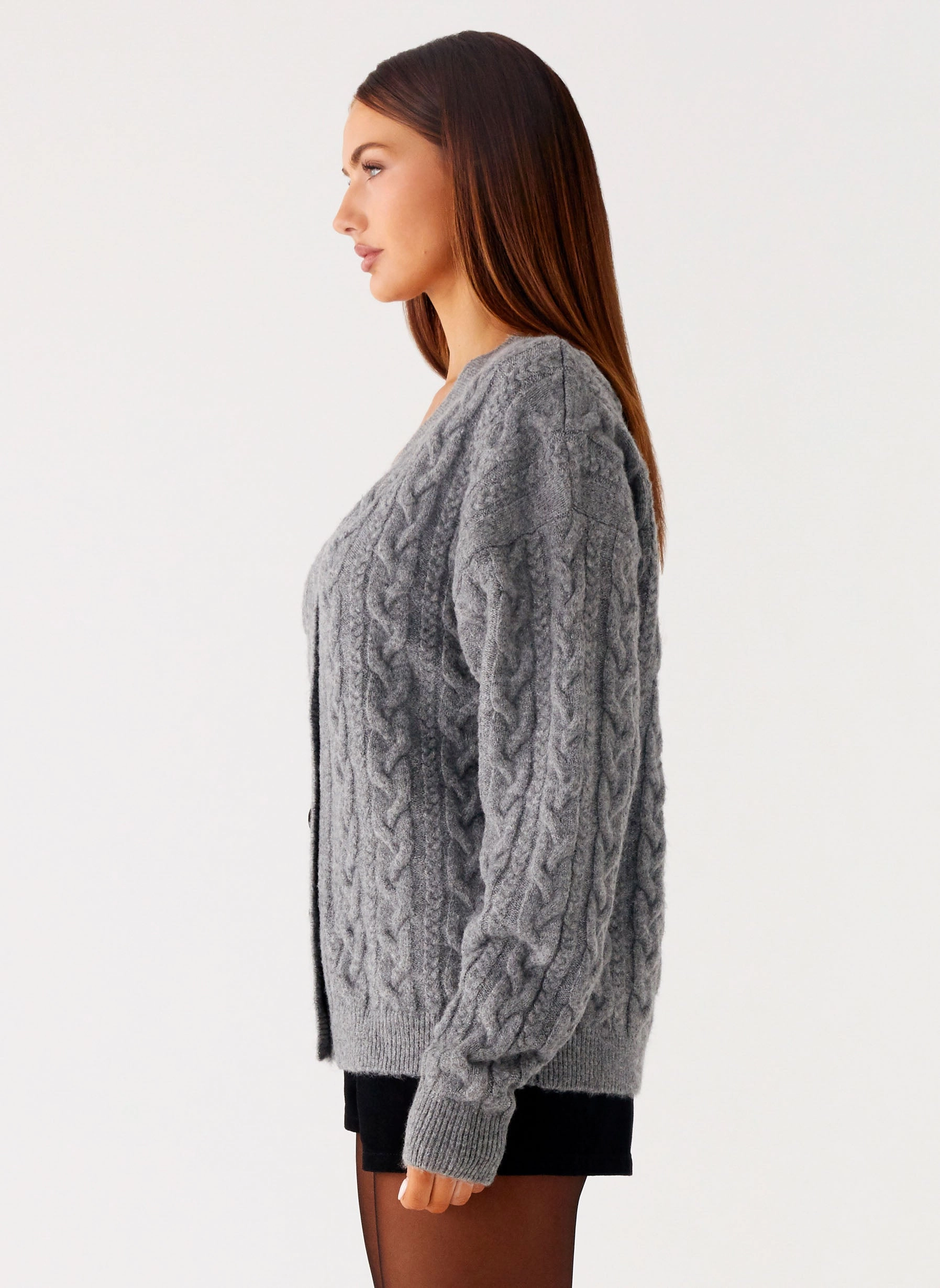 Frawley Cable Knit Cardigan - Grey