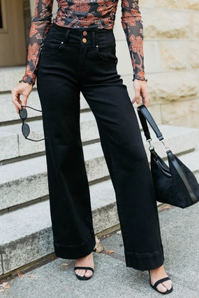 Frederick High Rise Wide Leg Risen Jeans (Black) Frederick High Rise Wide Leg Risen Jeans (Black)