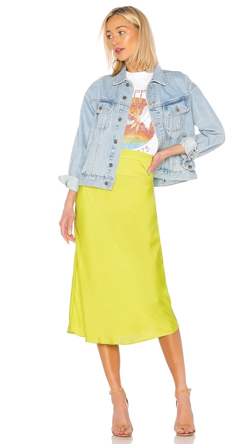Free People Normani Bias Skirt Lime