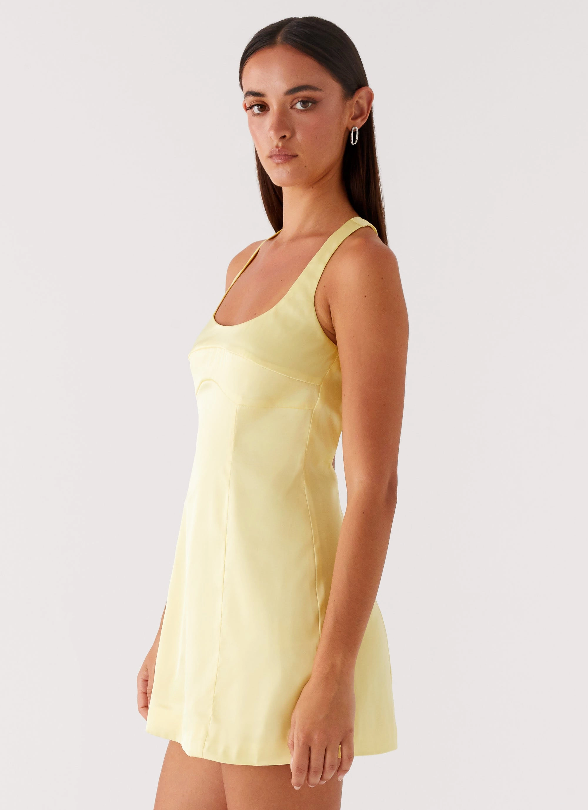 Freefall Satin Mini Dress - Yellow