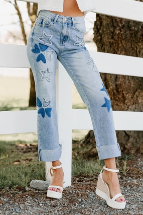Freya Star & Heart Patch Saige Denim Jeans (Light) Freya Star & Heart Patch Saige Denim Jeans (Light)