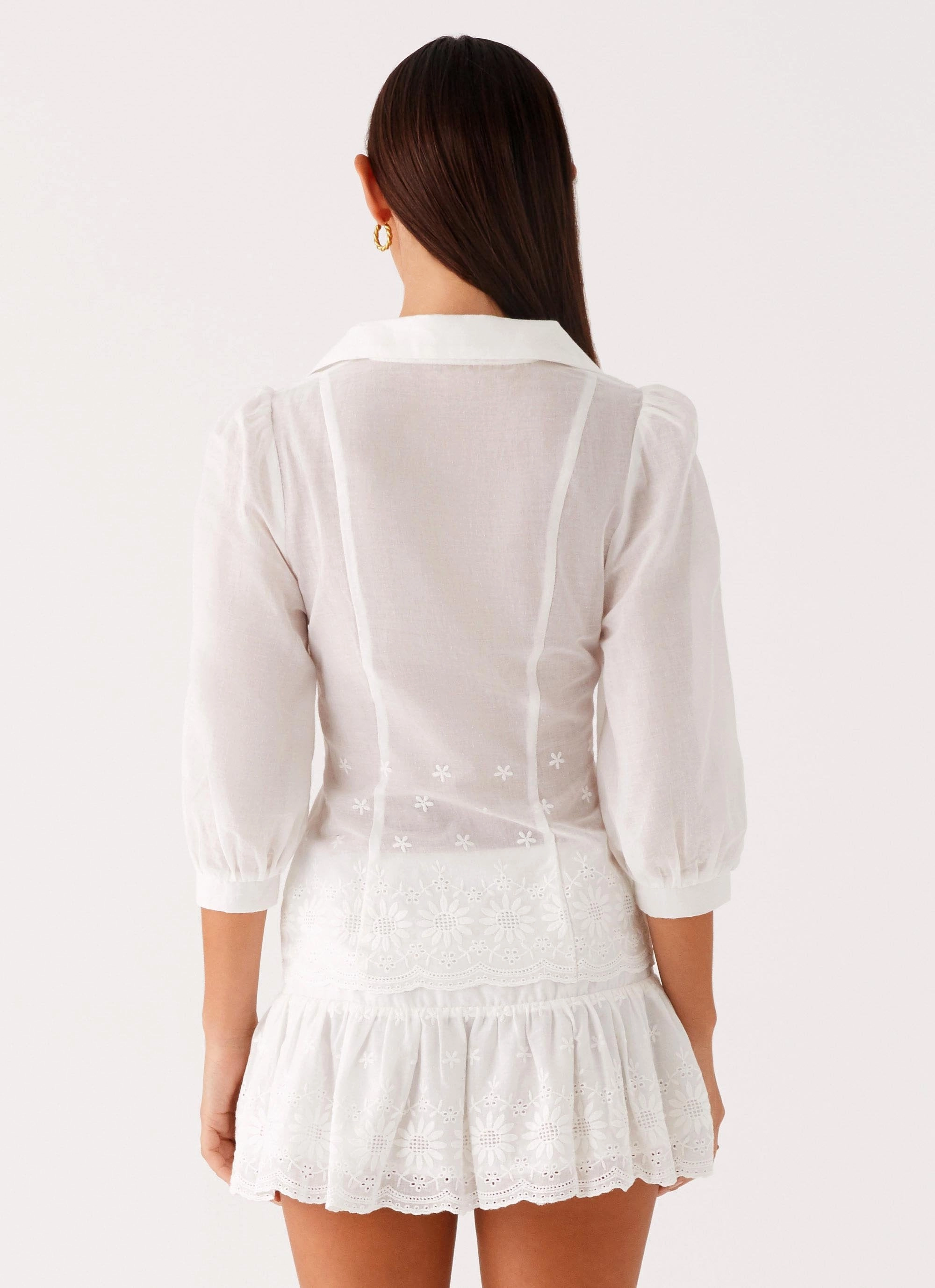 Frida Broderie Top - White