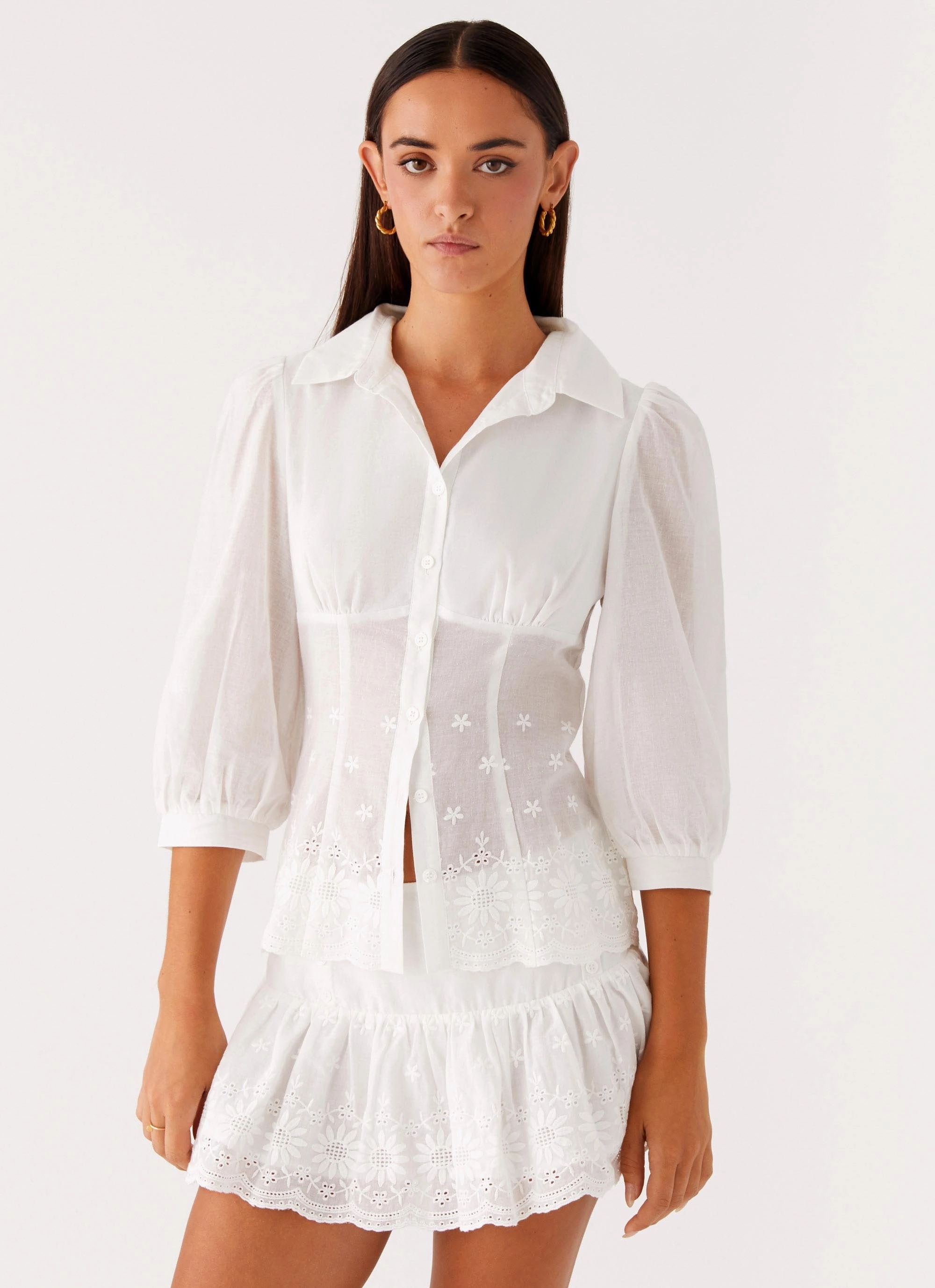 Frida Broderie Top - White