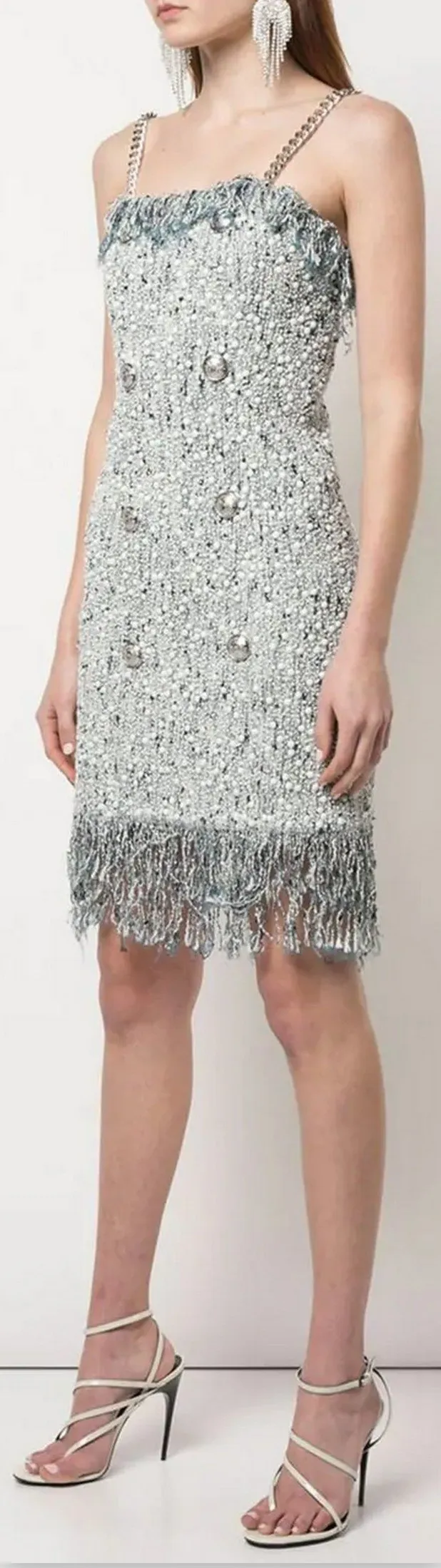 Fringed Tweed Mini Dress