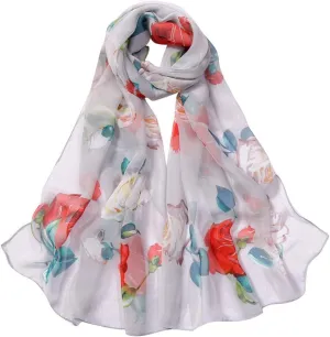 FUDERU Scarf for Women Men Winter Warm Scarves Soft Wrap Shawl Long Scarf Fashion Women Silk Roses Printing Scarf
