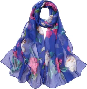 FUDERU Scarf for Women Men Winter Warm Scarves Soft Wrap Shawl Long Scarf Fashion Women Silk Roses Printing Scarf