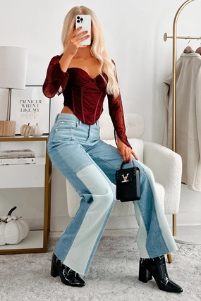 Fueled By Art High Rise Colorblock Jeans (Denim Multi) Fueled By Art High Rise Colorblock Jeans (Denim Multi)