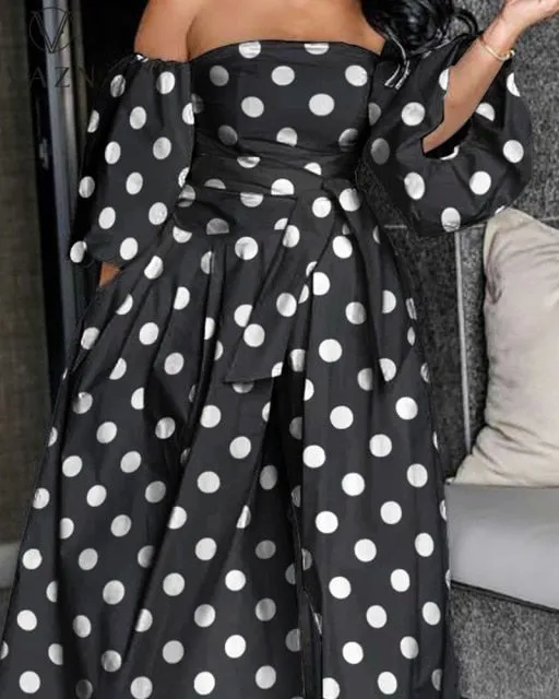 Full Sleeve Strapless Off Shoulder Wide Leg Jumpsuits