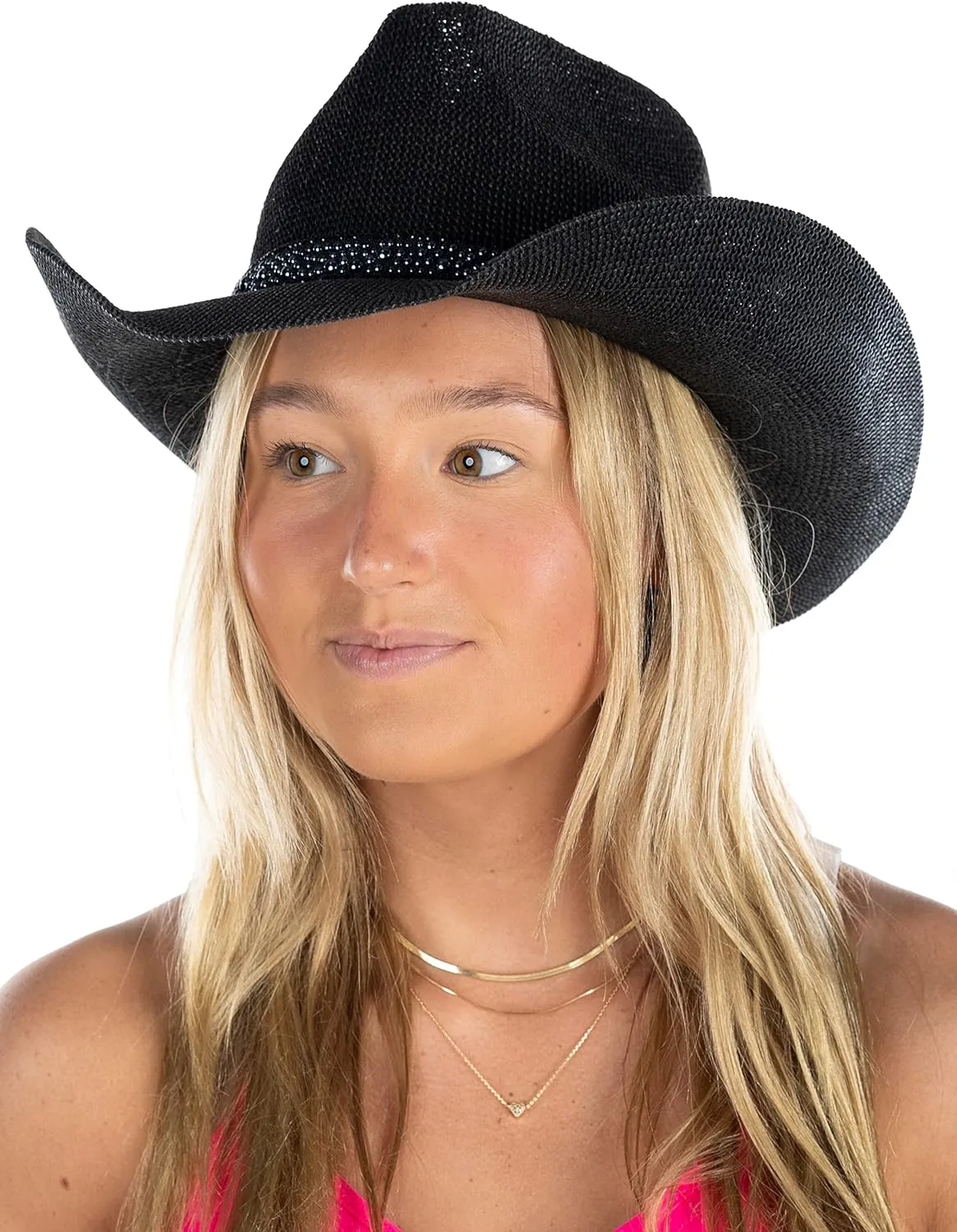 Funky Junque Women's Rhinestone Cowboy Hat - Adjustable Western Headwear for Weddings, Bachelorette Parties & Special Events