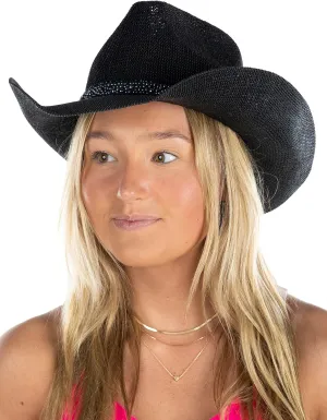 Funky Junque Women's Rhinestone Cowboy Hat - Adjustable Western Headwear for Weddings, Bachelorette Parties & Special Events
