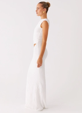 Galantis One Shoulder Maxi Dress - White Galantis One Shoulder Maxi Dress - White