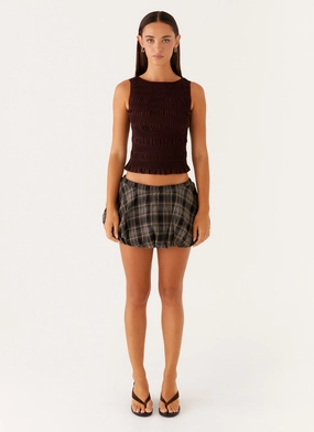 Garden Kisses Shirred Top - Brown Garden Kisses Shirred Top - Brown