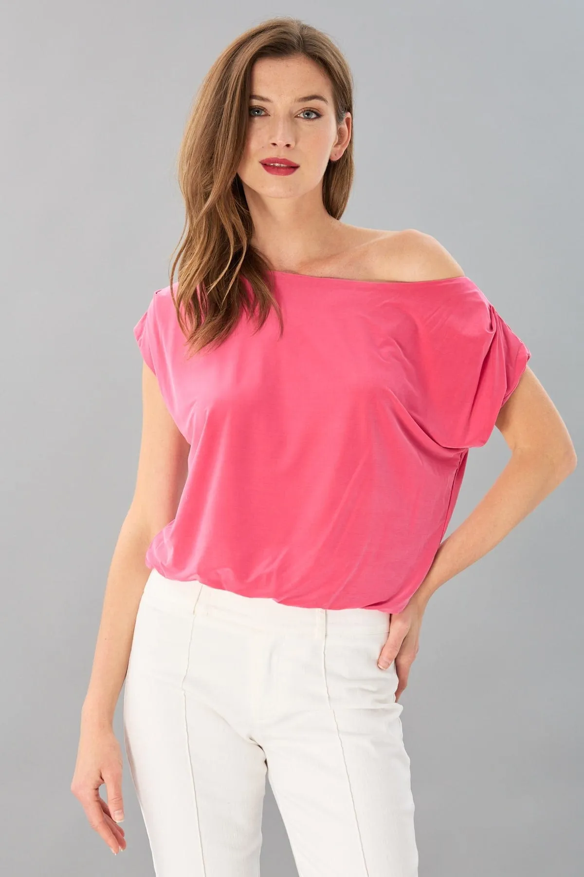 Gathered Wide Neck Top