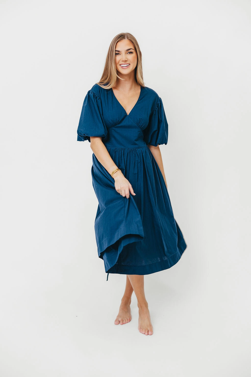 Gayle Midi Dress in Dark Navy