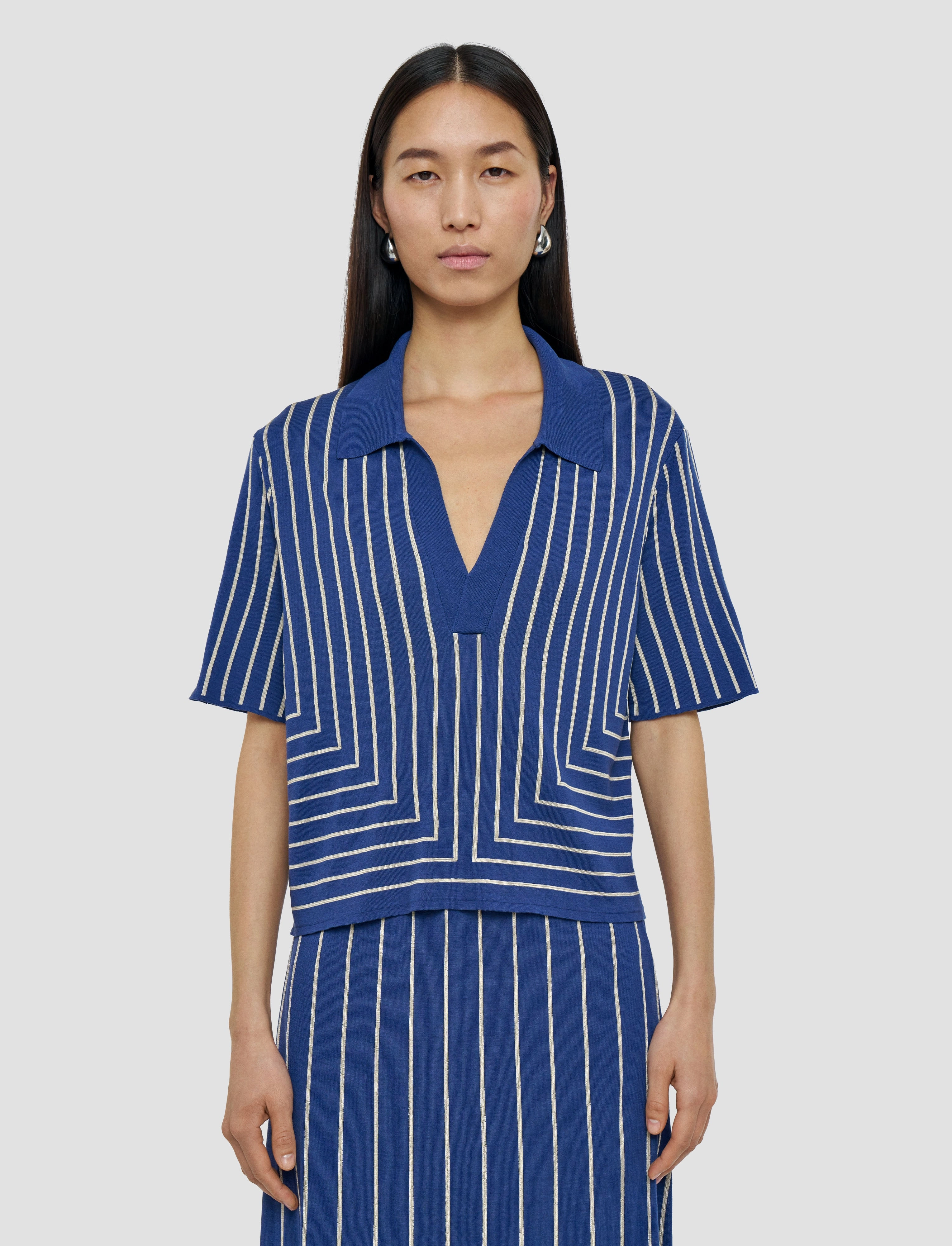 Geometric Jacquard Silk Blend Top