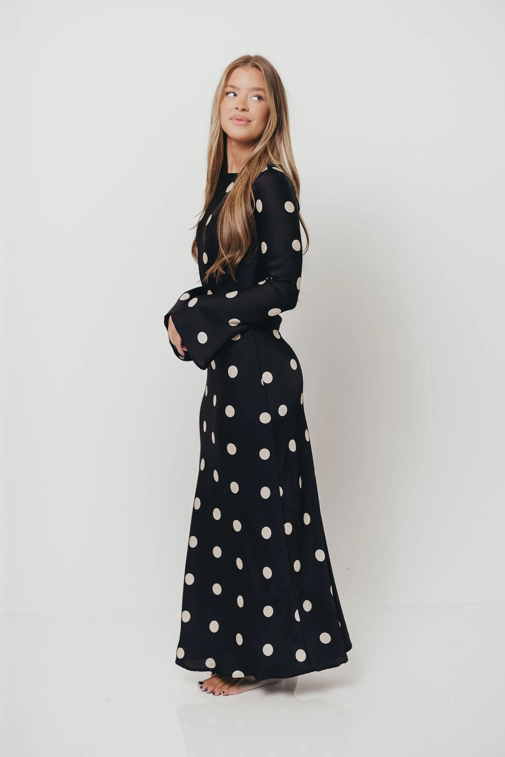Georgie Polka Dot Maxi Dress in Black