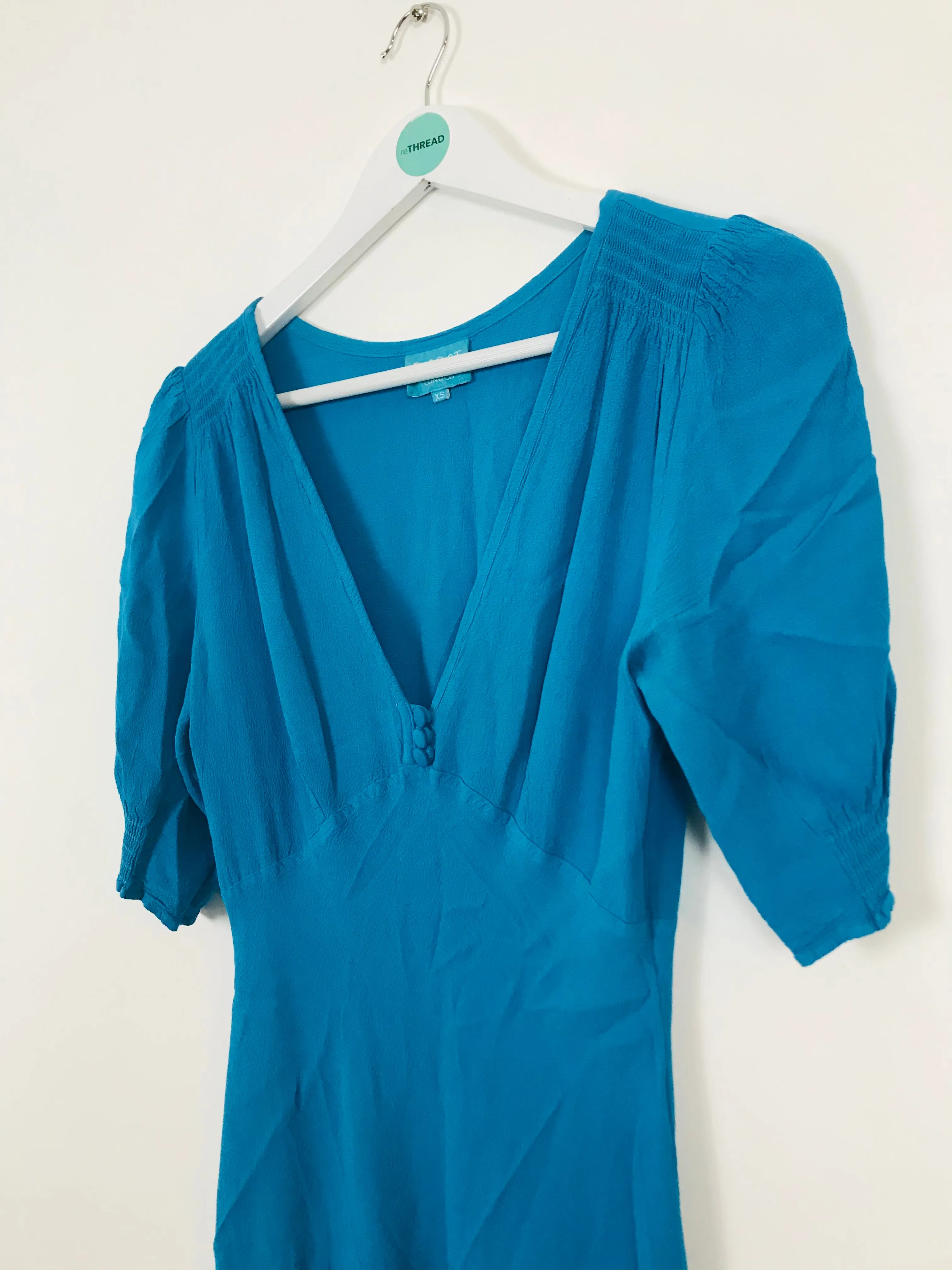 Ghost London Womens Midi Vintage A-Line Dress | XS UK6 | Blue
