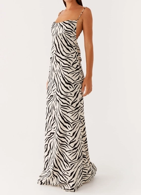Gianni Cowl Maxi Dress - Zebra Gianni Cowl Maxi Dress - Zebra