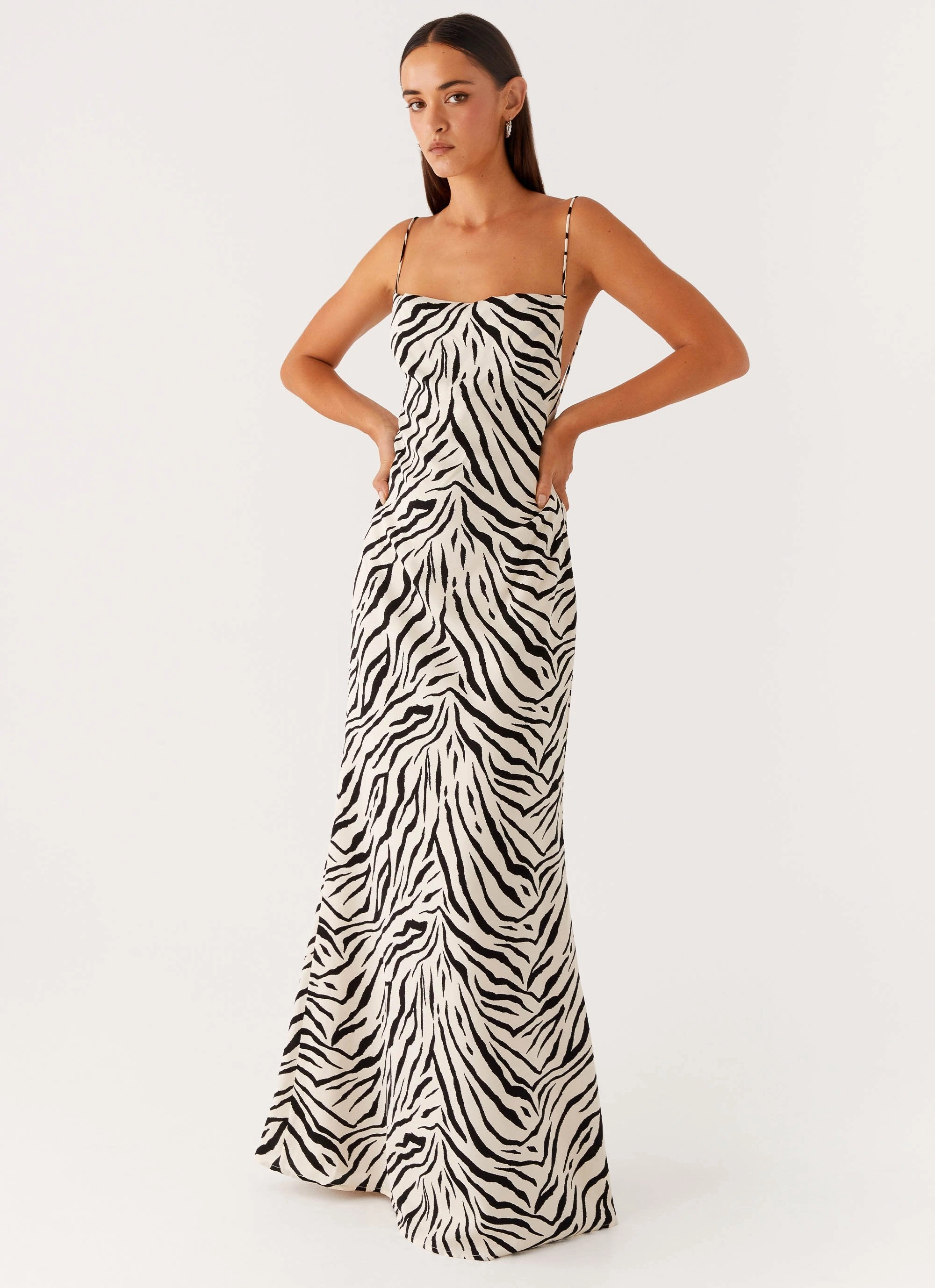 Gianni Cowl Maxi Dress - Zebra