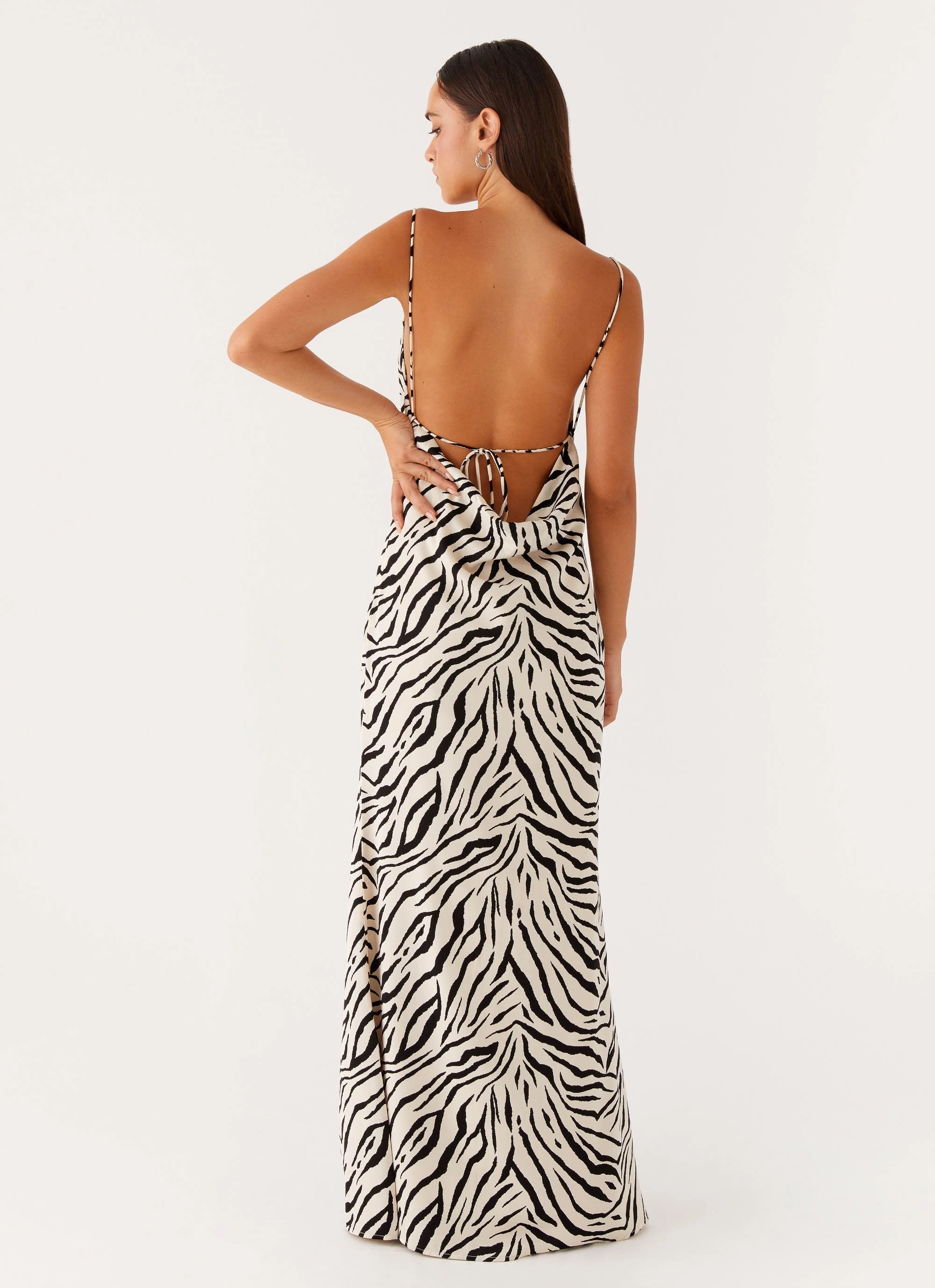 Gianni Cowl Maxi Dress - Zebra