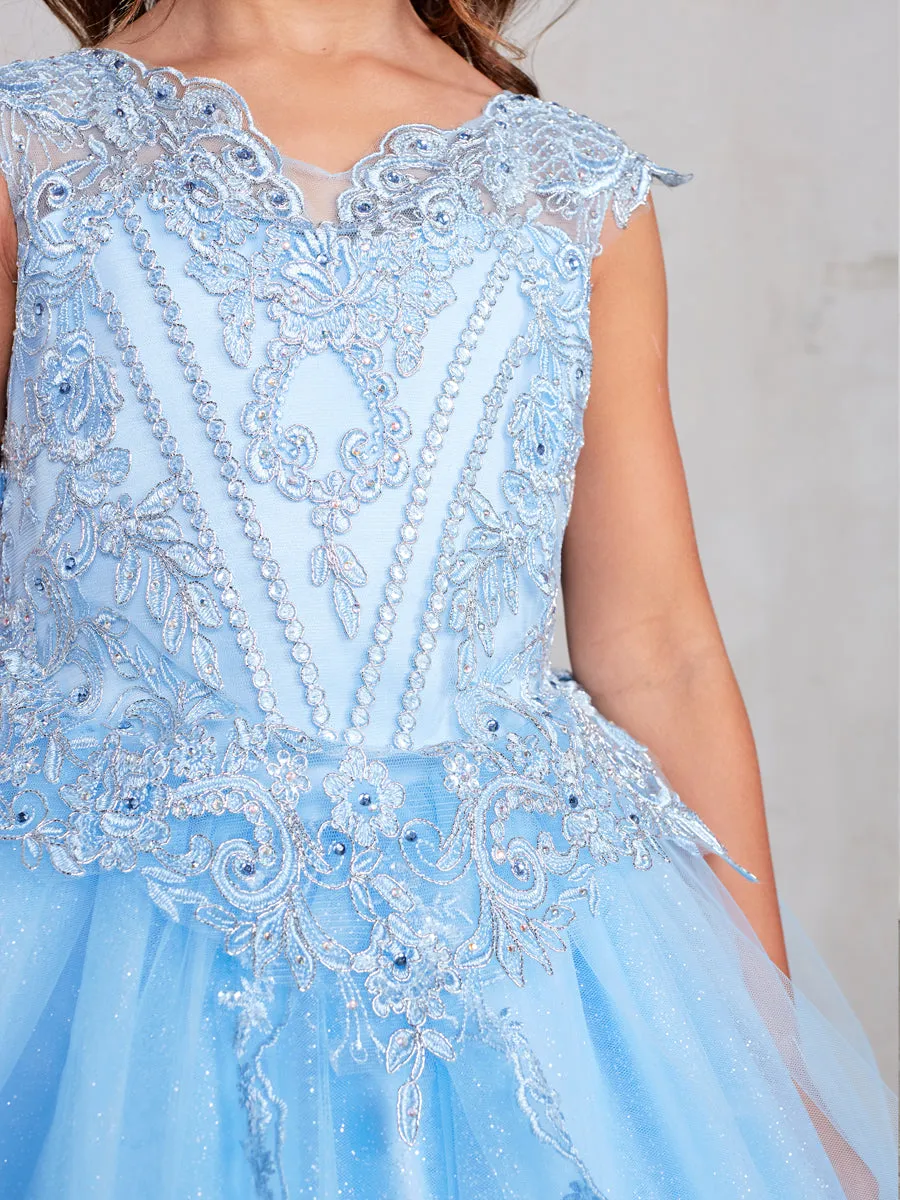 Girl Dress with Metallic Corded Lace Bodice by TIPTOP KIDS - AS7028
