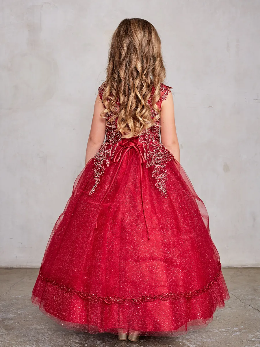 Girl Dress with Metallic Corded Lace Bodice by TIPTOP KIDS - AS7028