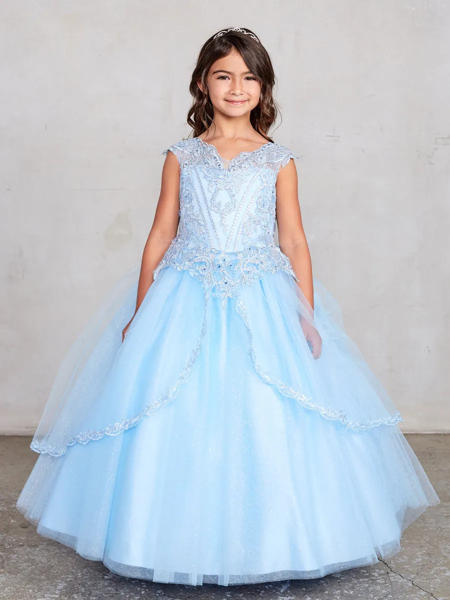 Girl Dress with Metallic Corded Lace Bodice by TIPTOP KIDS - AS7028