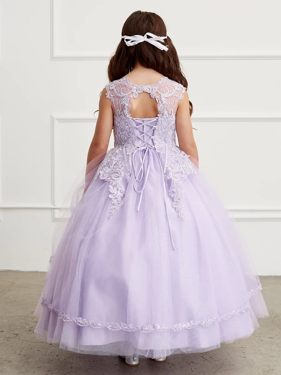 Girl Dress with Metallic Corded Lace Bodice by TIPTOP KIDS - AS7028