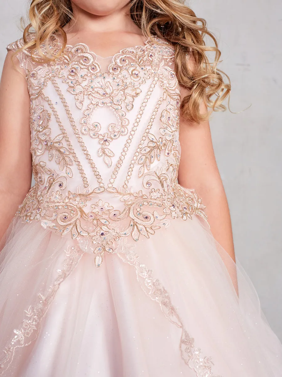Girl Dress with Metallic Corded Lace Bodice by TIPTOP KIDS - AS7028
