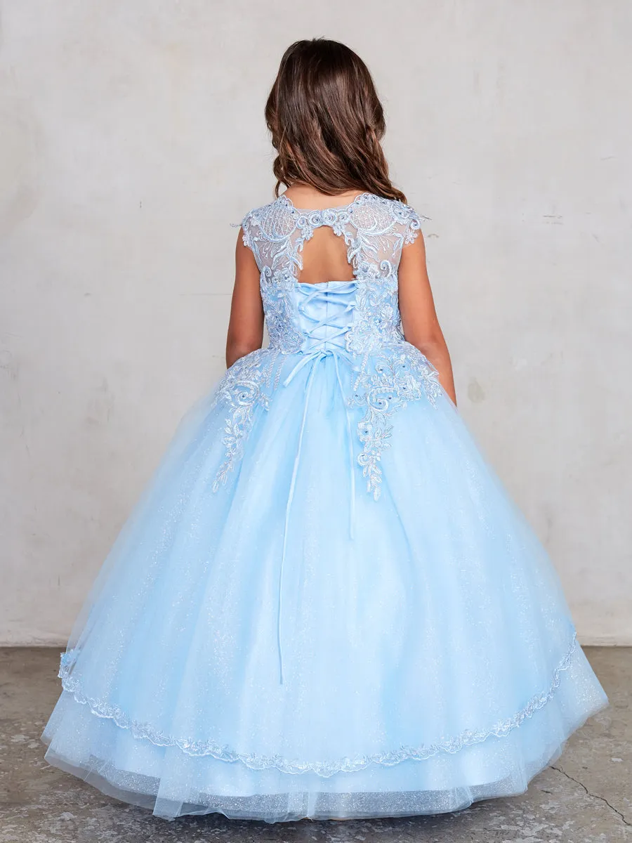 Girl Dress with Metallic Corded Lace Bodice by TIPTOP KIDS - AS7028