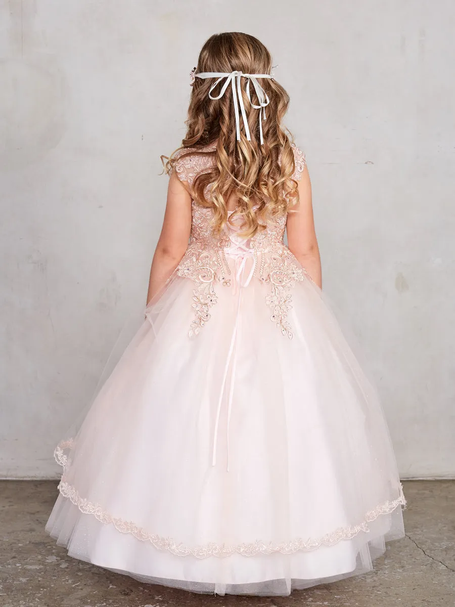 Girl Dress with Metallic Corded Lace Bodice by TIPTOP KIDS - AS7028