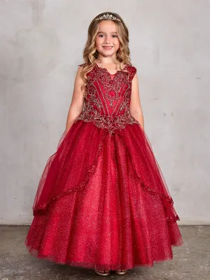 Girl Dress with Metallic Corded Lace Bodice by TIPTOP KIDS - AS7028