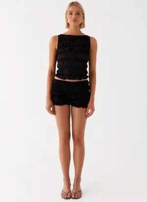 Girls Like Us Ruched Mini Shorts - Black Girls Like Us Ruched Mini Shorts - Black