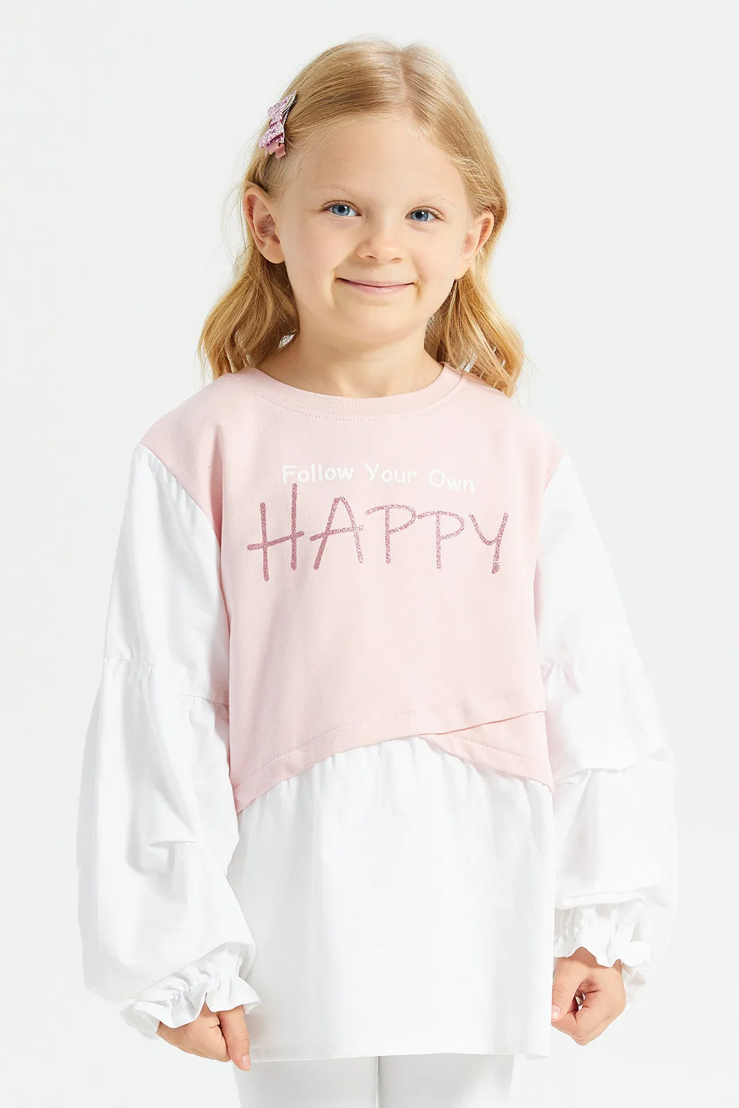 Girls Pink Embellished Top