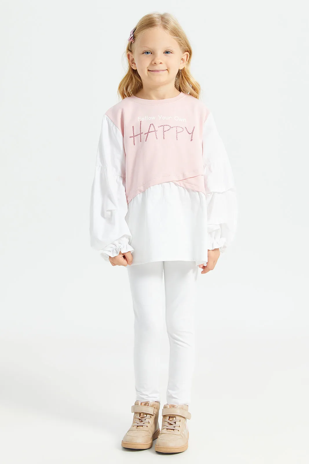 Girls Pink Embellished Top