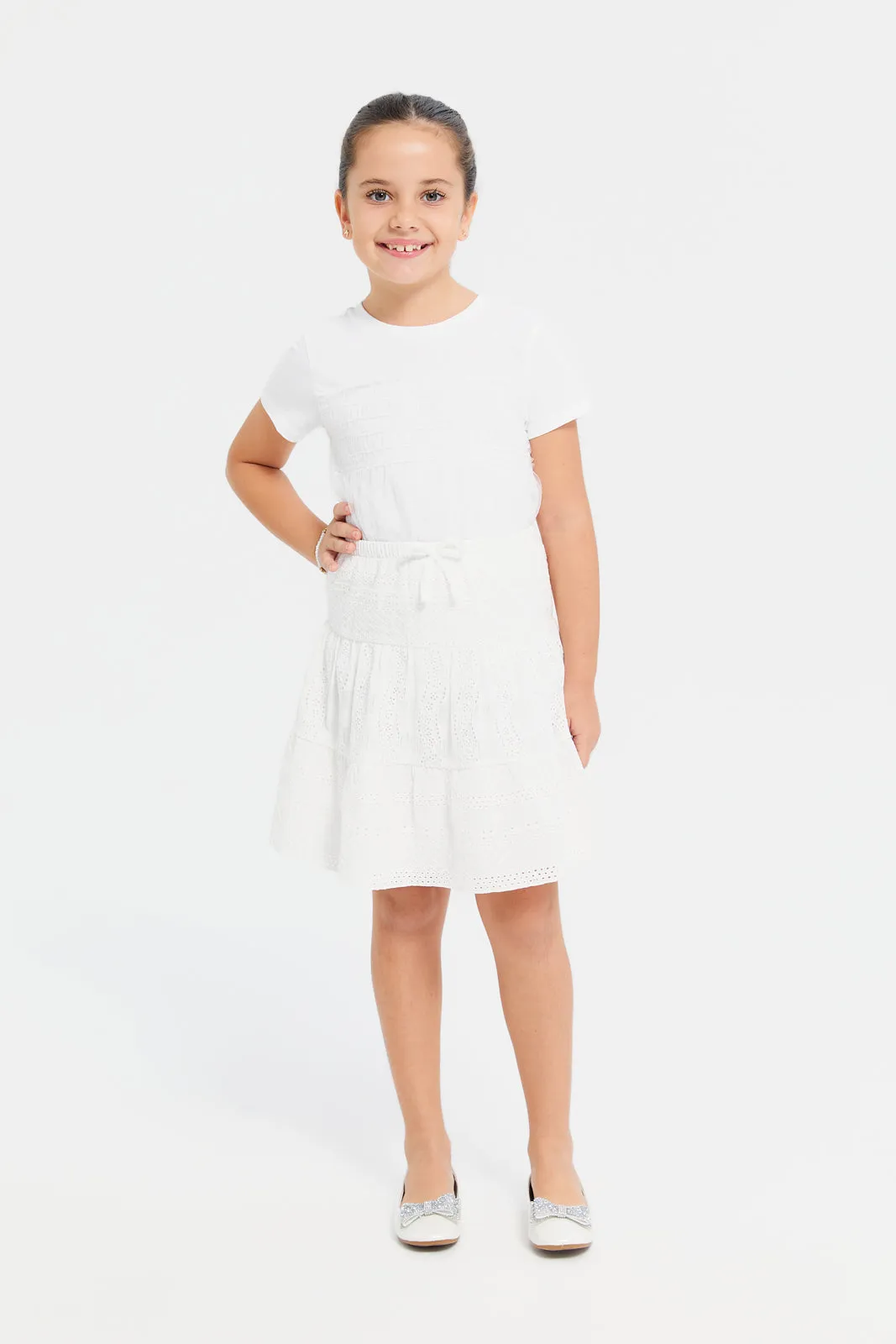 Girls White Embellished Top