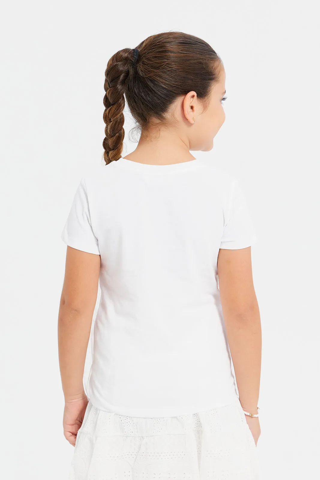 Girls White Embellished Top