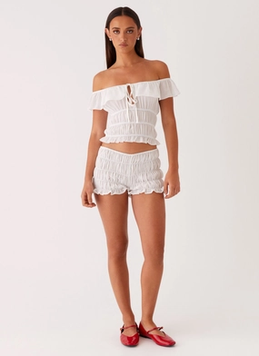 Girls Like Us Ruched Top - White Girls Like Us Ruched Top - White