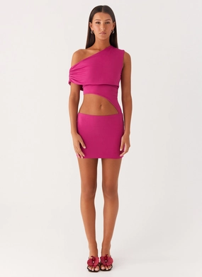 Give Me A Sign Mini Dress - Fuchsia Give Me A Sign Mini Dress - Fuchsia