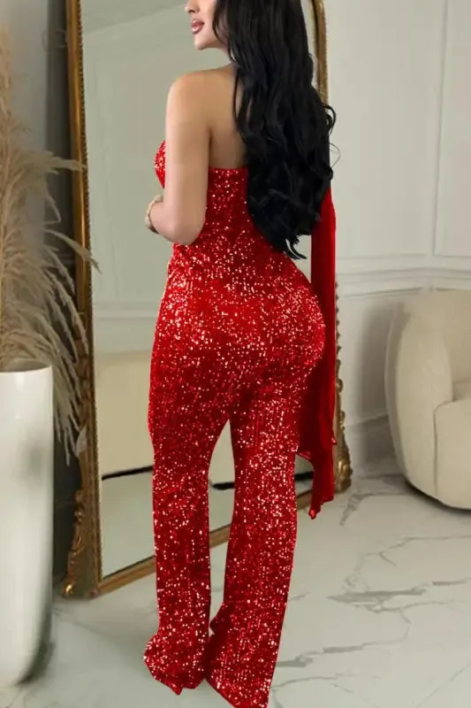 Giving It To You Shimmer Sequin Jumpsuit