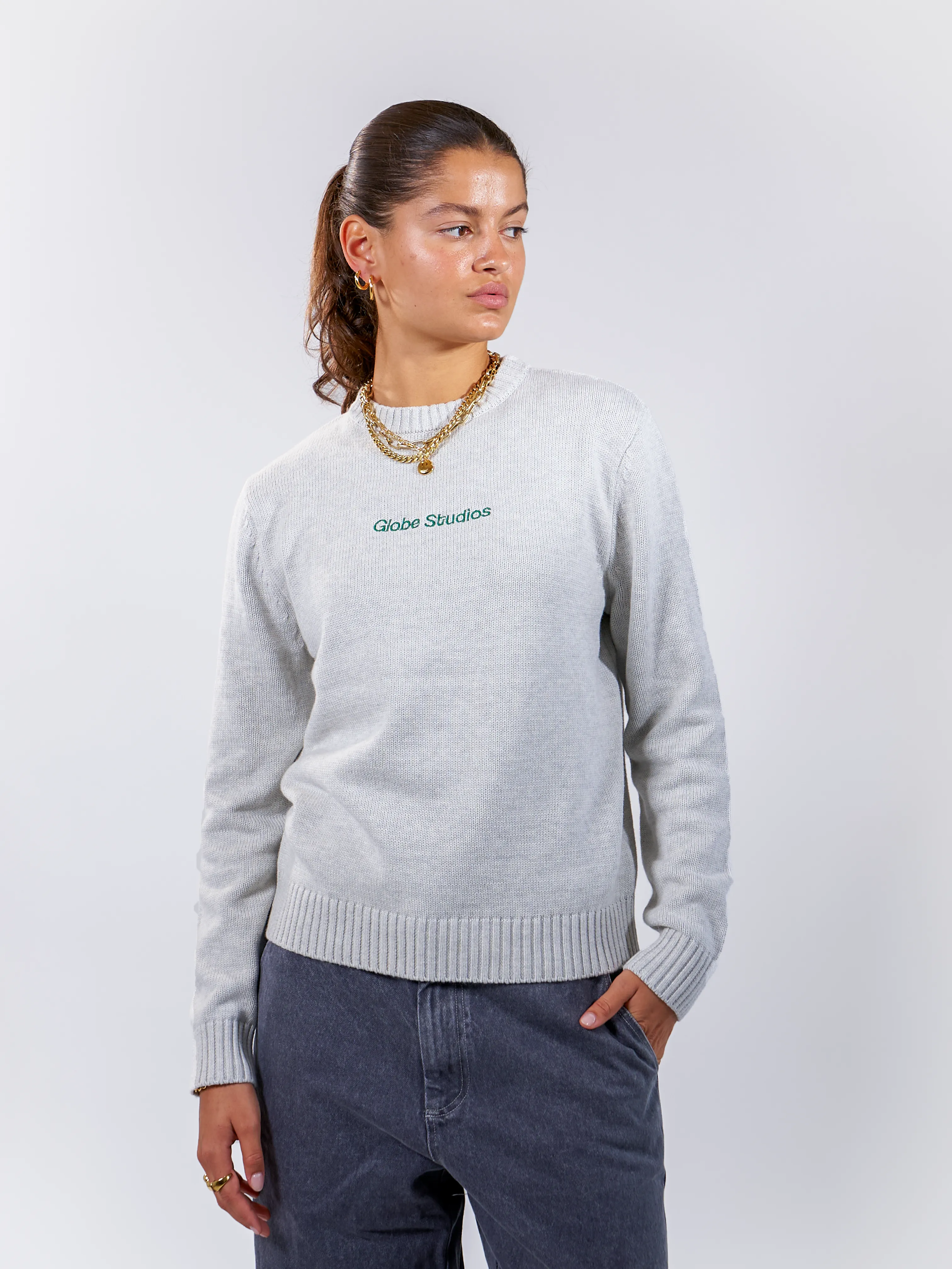 Globe Studios Logo Sweater Light Grey