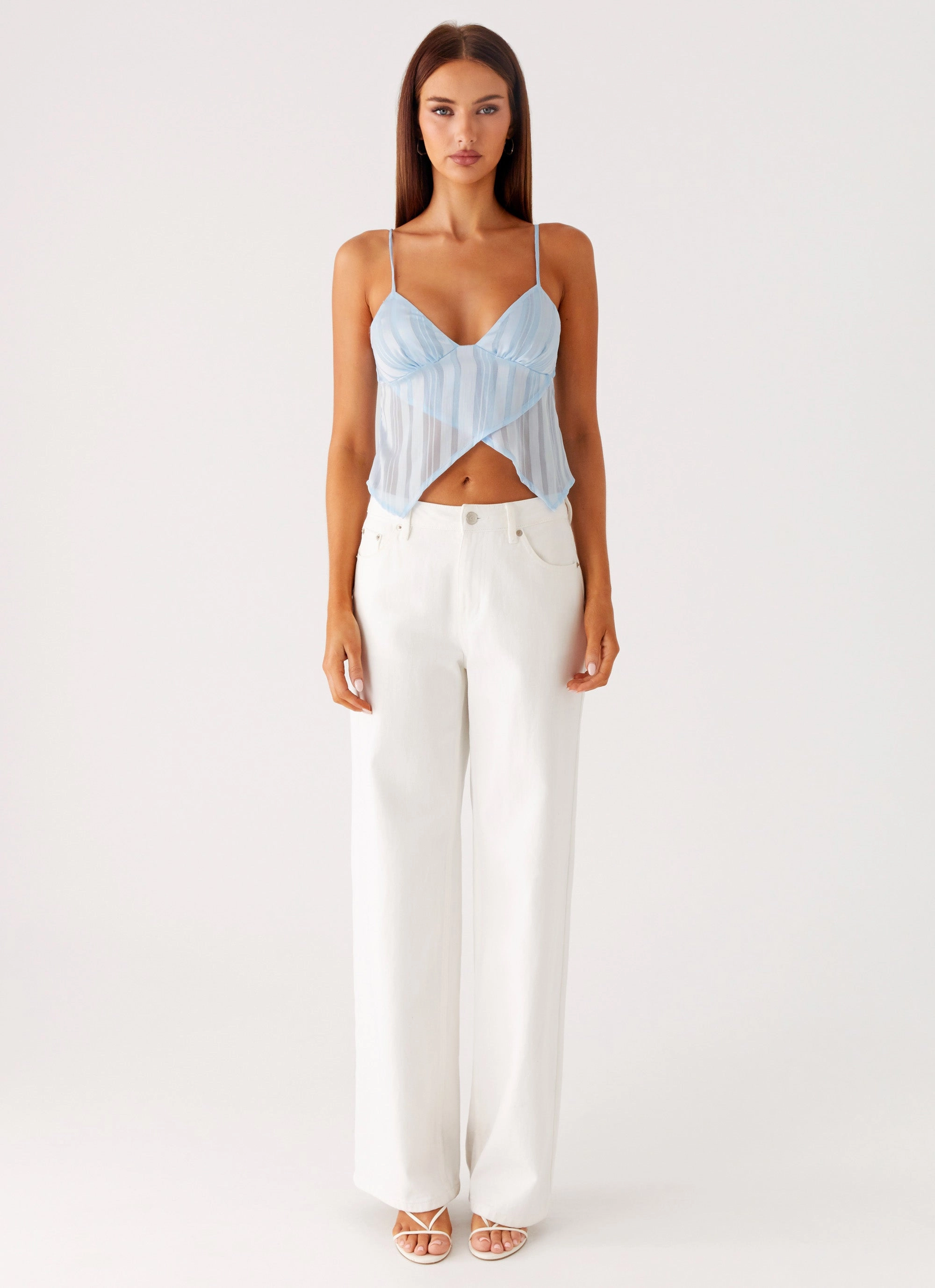 Glynne Frill Top - Baby Blue