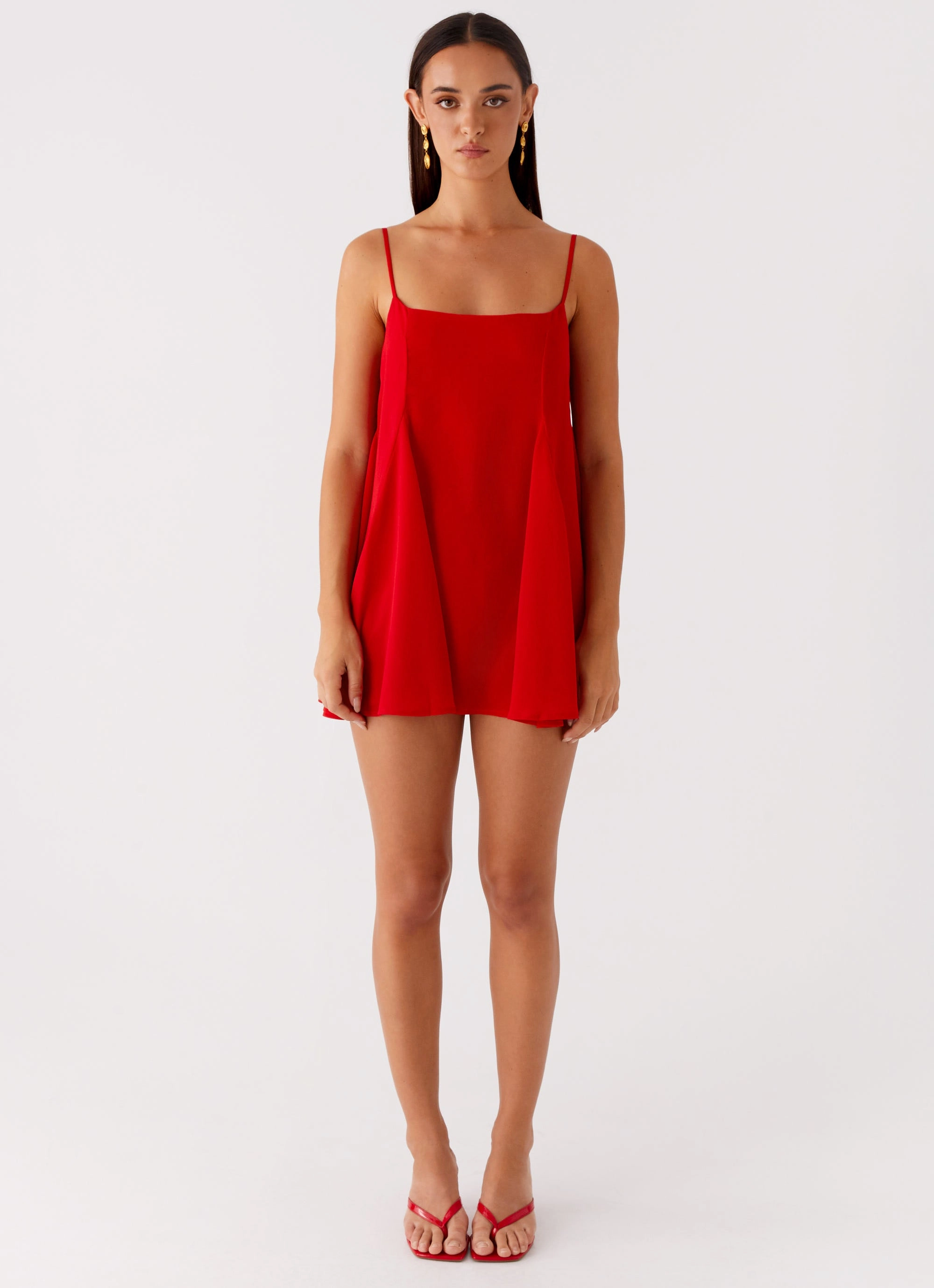 Godets Hem Mini Dress - Red