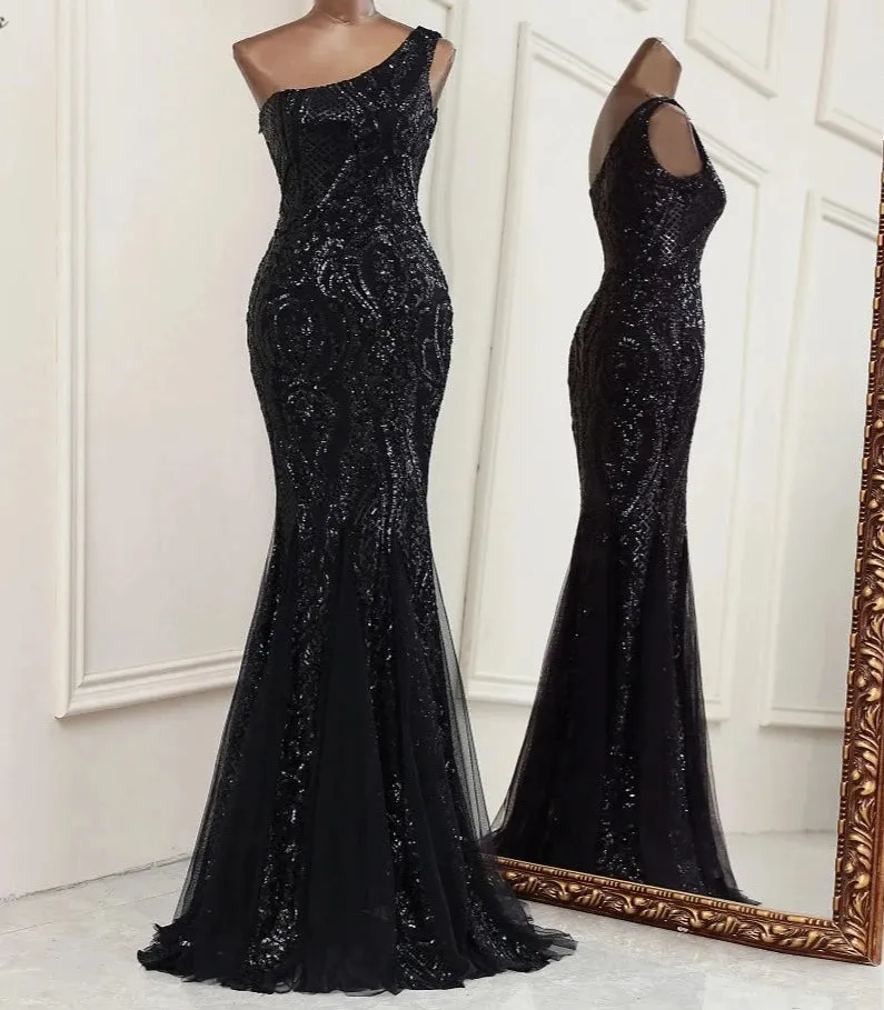 Gold Mermaid One Shoulder Prom Dresses for Women