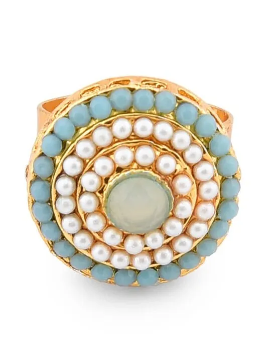 Gold Plated Turquoise Blue Beaded Jewellery Set