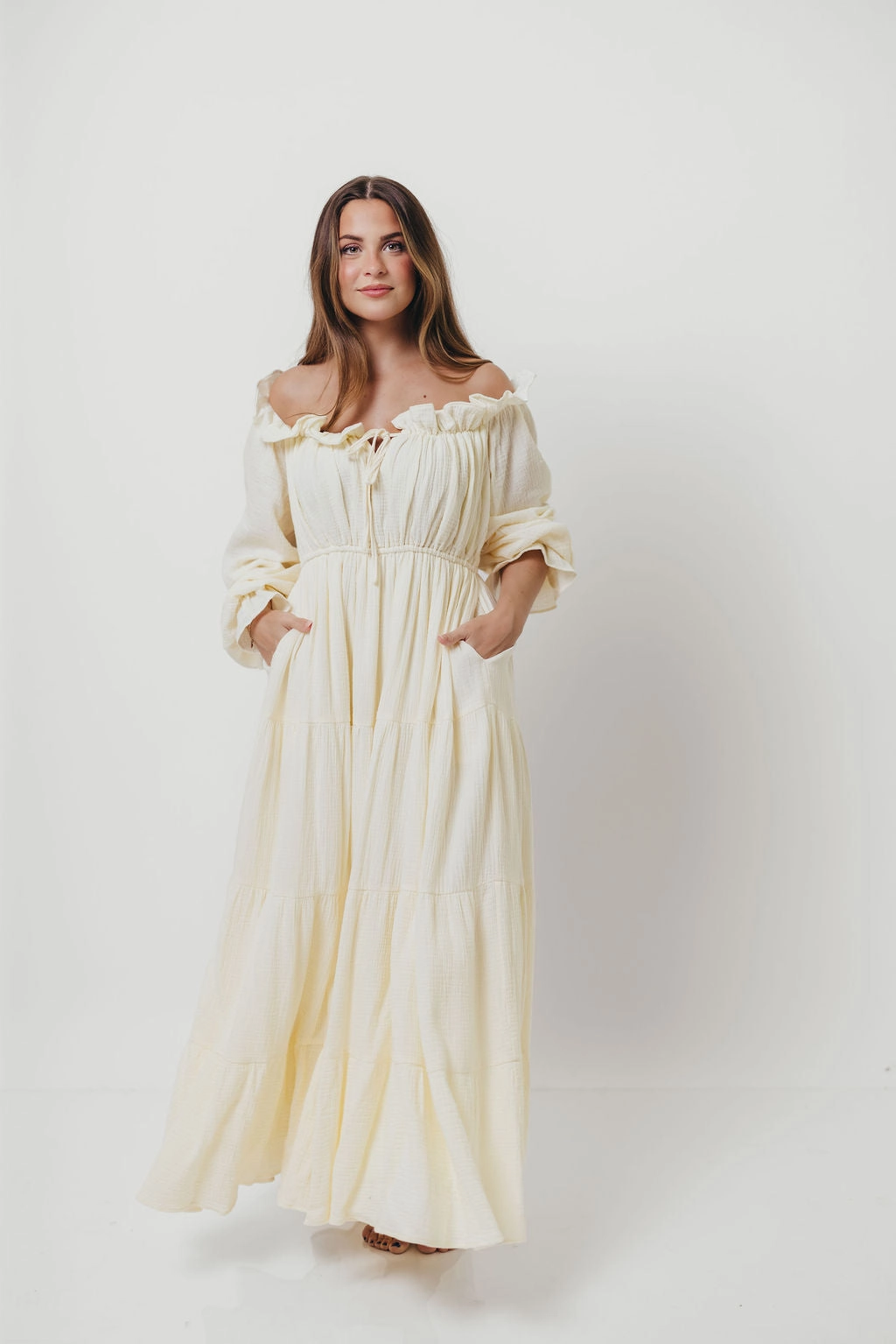 Golden Hour 100% Cotton Maxi Dress in Cream - Bump Friendly