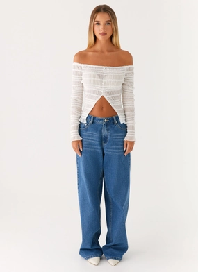 Golden One Shirred Off Shoulder Top - White Golden One Shirred Off Shoulder Top - White